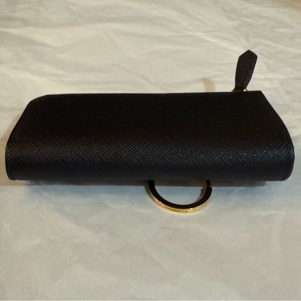 Prada Black Saffiano Coin Purse and Key Chain with Gold Logo - Picture 11 of 14